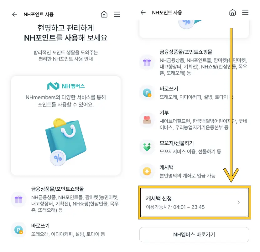 농협포인트-캐시백